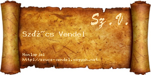 Szűcs Vendel névjegykártya